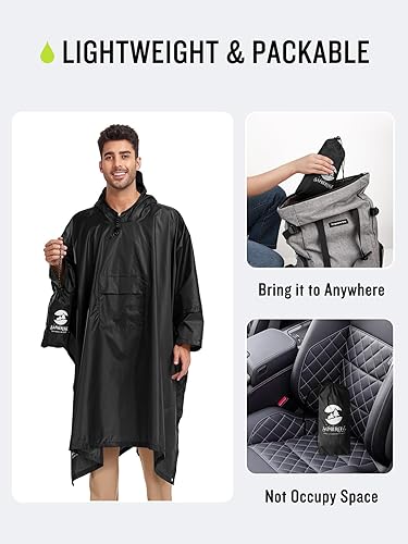 Miniatura 5 de SaphiRose Poncho de lluvia de manga larga impermeable unisex para adultos, hombres y mujeres