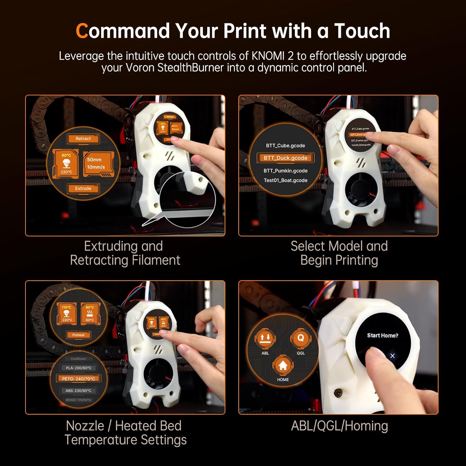 BIGTREETECH KNOMI 2 UI Mini Multi-Color Touch Screen Display 1.28inch Upgrade BTT EBB SB2209/SB2240 CAN for Voron StealthBurner (NOT for P1/X1/A1) Support Klipper OTA Firmware Updates