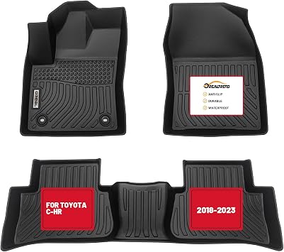 orealtrend Car Floor Mats Liners Replacement for Toyota C-HR CHR 2018-2023 Heavy Duty All Weather Guard Front Rear Carpet-Custom Fit-Tough/Durable Full Set Auto Interior Accessories for Men Dad