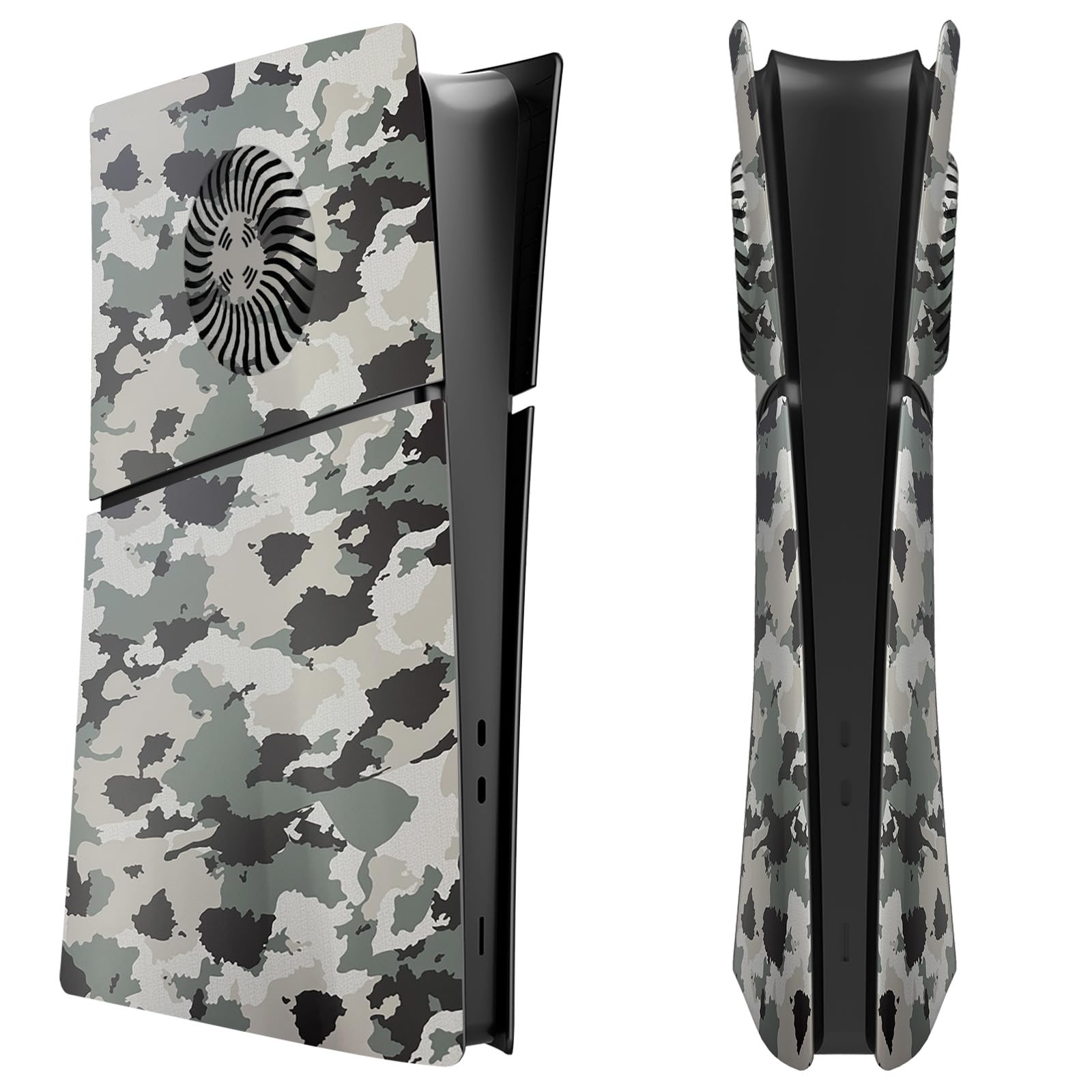 Placa frontal delgada para PS5, edición digital, diseño de camuflaje, carcasa lateral de ABS personalizada para consola PS5 Slim versión digital (con rejillas de refrigeración)