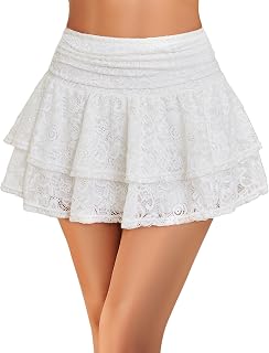 Avidlove Women's Pleated Mini Skirt Lace High Waist Ruffle Lingerie Short Skirts Price In India