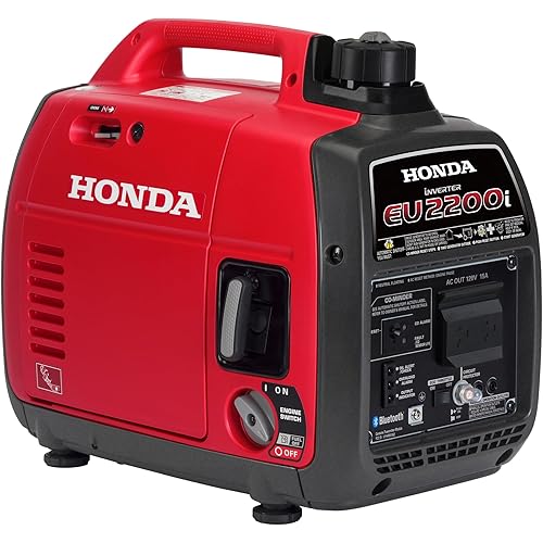 Honda EU2200i 2200 Watt Inverter Generator, Super Quiet 120V Gas Powered Portable Generator for Camping or Home Backup Power Supply, Up to 8.1 Hour Run Time (EU2200ITA)