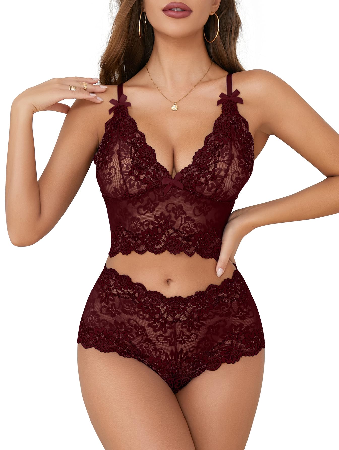 Lilosy Sexy Lingerie Set 2 Piece Women Pajamas Bra and Panty 3XS-5XL