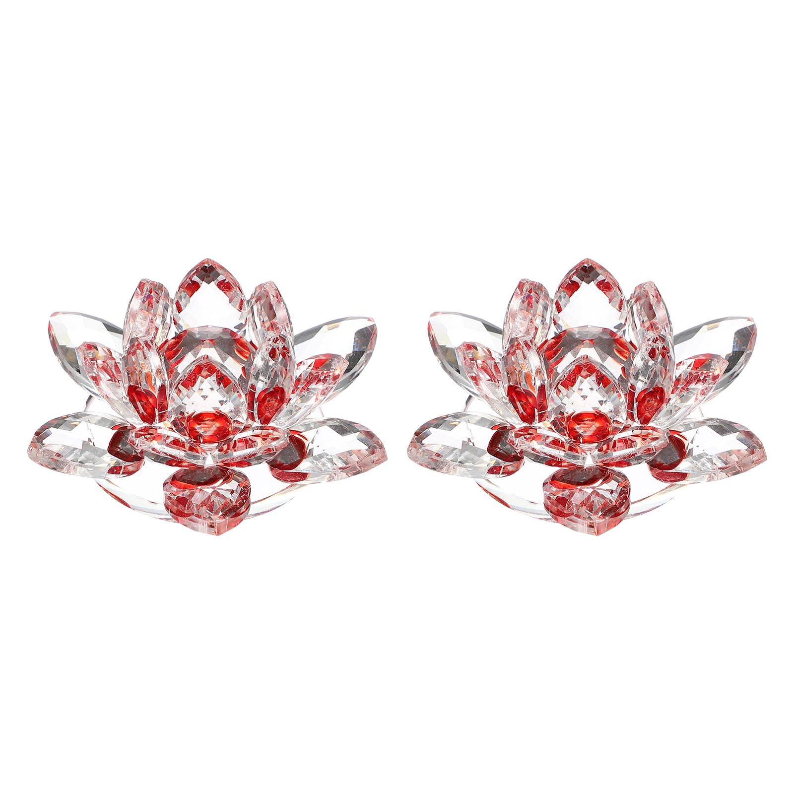 Lotus en cristal transparent rouge 6,6 cm pour illuminer votre centre de table
