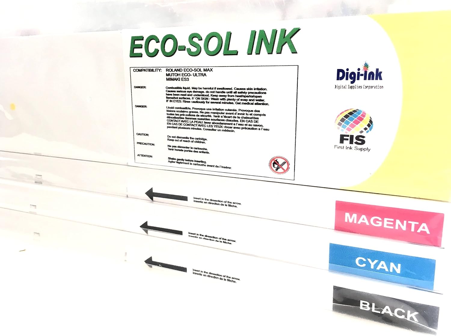 Eco-Sol Max Ink Cartridge - 440 ml - Roland Compatible - Made in Canada (440ml, Yellow)