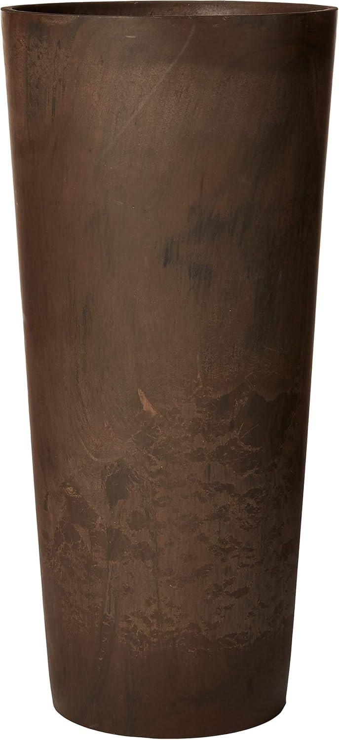 Arcadia Garden Products PSW S32CM Contempo Tall Round Planter, 13 by 28-Inch, Chocolate Brown Marble