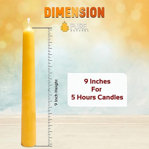 Miniatura 2 de Velas cónicas de cera de abejas 100% natural, pura, refinada, sin perfume y decorativas, con algodón libre de químicos, paquete de 12 unidades BOUNS