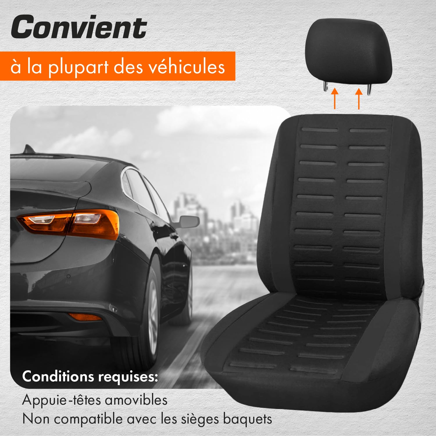 upgrade4cars Housse de Siege Voiture Universelle Noir Accessoires Auto