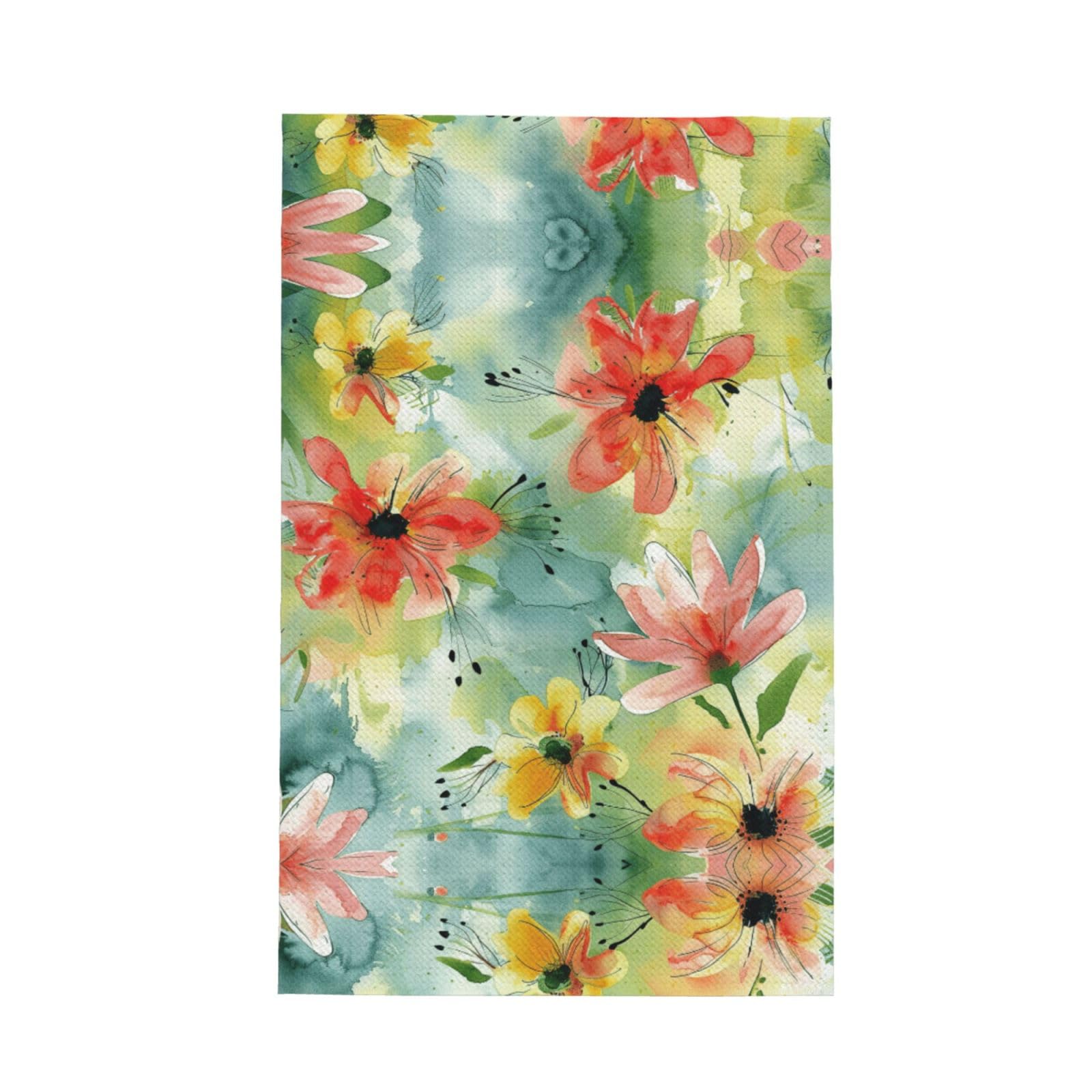 Xxahnbm Black Fluid Red Watercolor Blooms Print Waffle Kitchen Towel,Absorbent Hand Towel