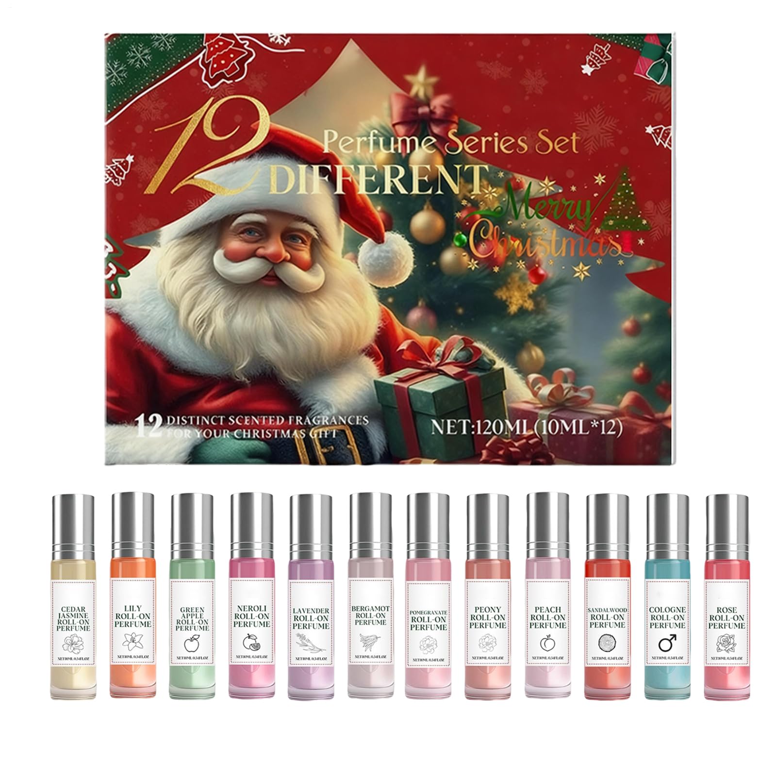 Set di 12 profumi natalizi a lunga durata | Profumo rinfrescante per pendolari, appuntamenti, feste, uscite notturne, affari, riunioni informali, moglie e fidanzate
