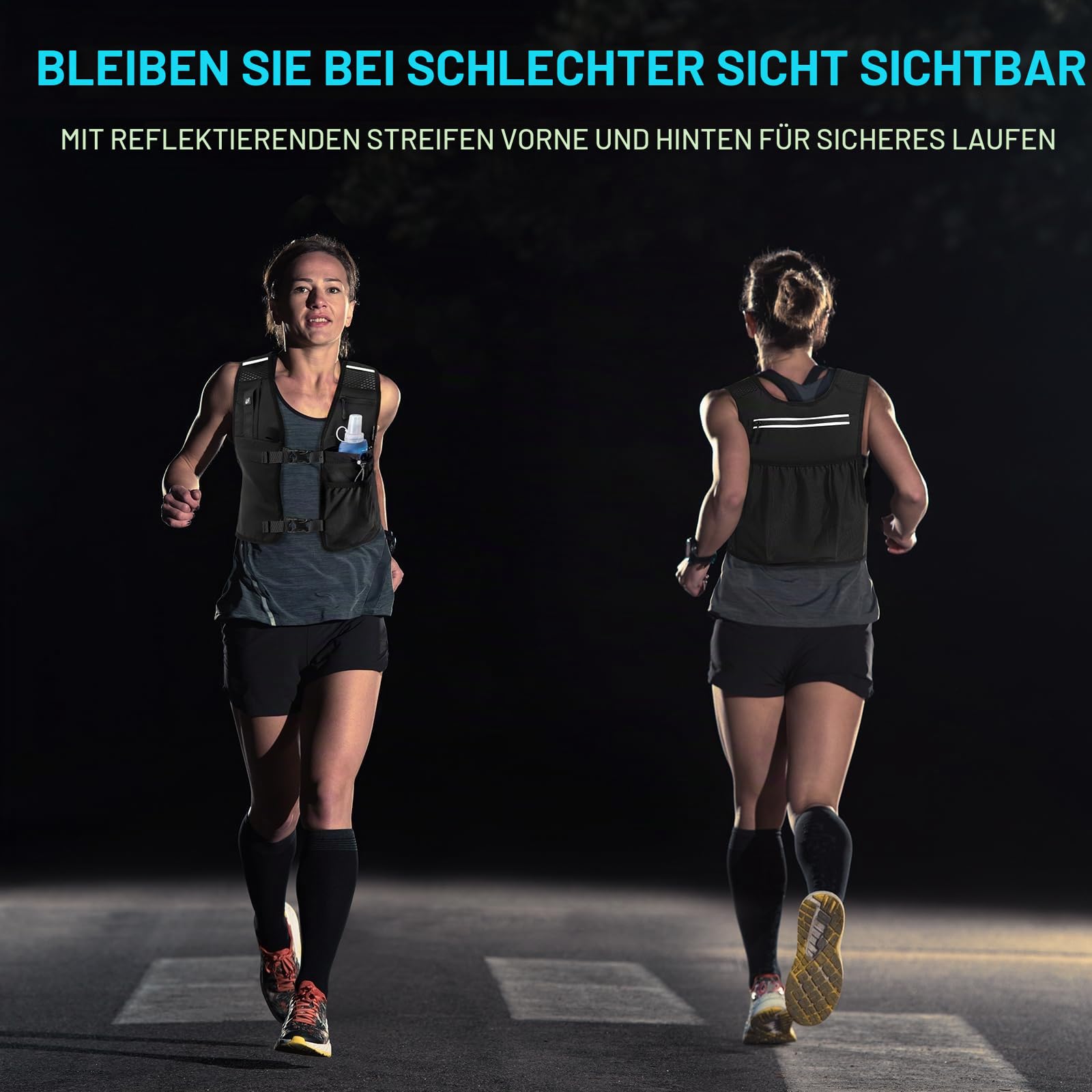 MYCARBON Laufweste Damen, 500ml Trinkflasche, verstellbare Brustgurte, Reflektierender Trinkweste für Laufen Nachtlauf Running Radfahren Jogging Camping Wandern