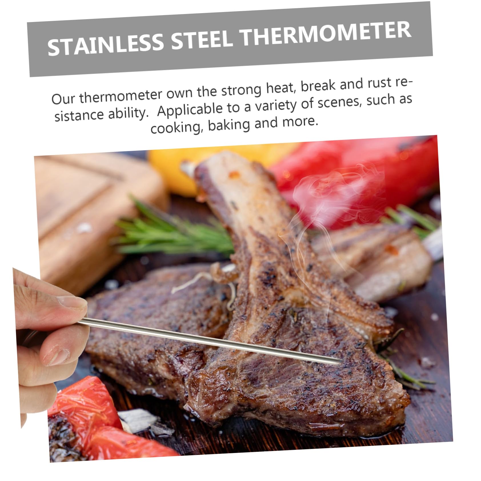 Termómetro Inalámbrico para Carne y Barbacoa Negro | Pantalla Lcd Grande, Alarma de Temporizador, Plástico y Acero Inoxidable, 160g