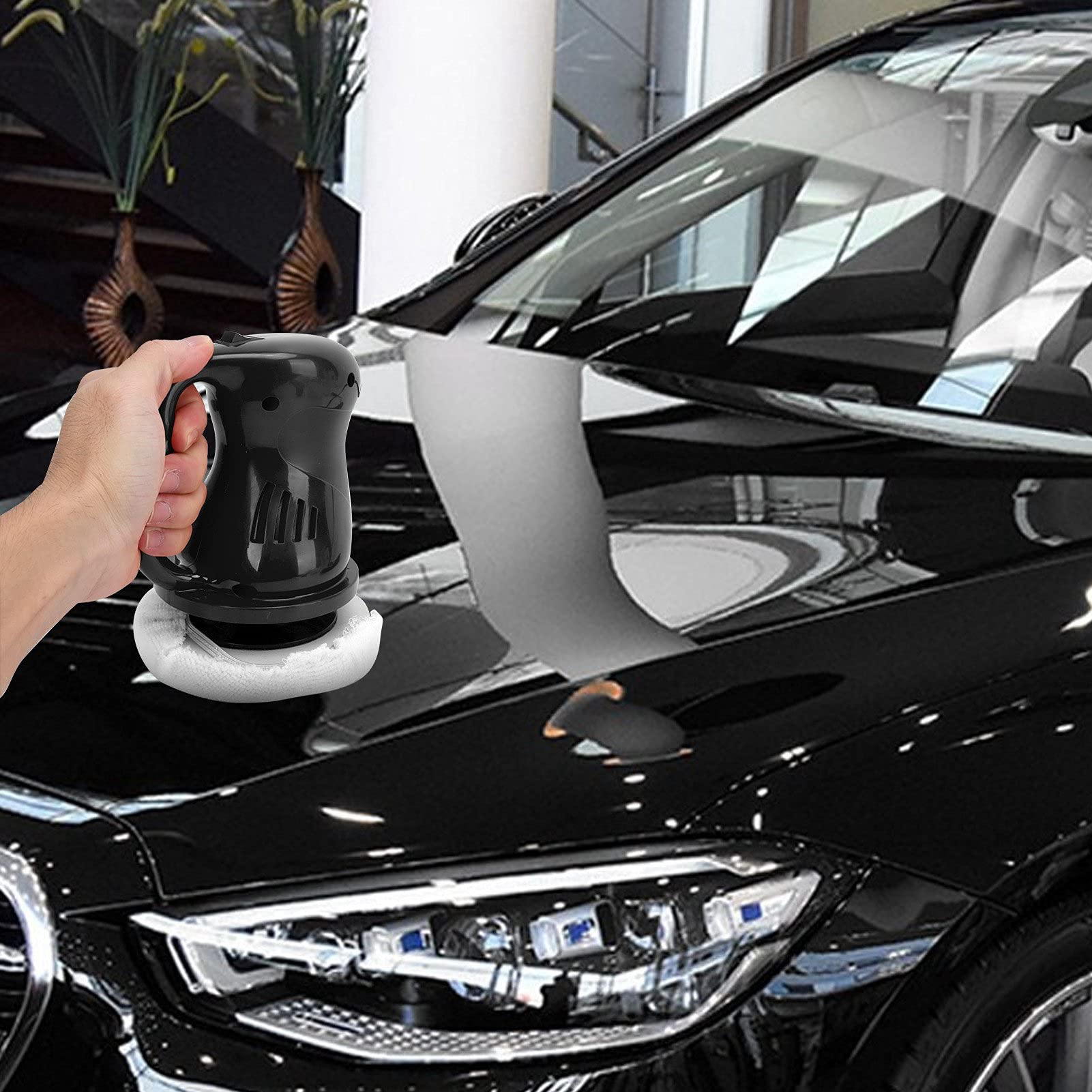 Car Power Polishing Waxing Machine Tool Set 12V 40W Portable Replacement for Home Outdoor Car Detailing and Waxing (A black)