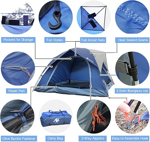 Miniatura 6 de AYAMAYA - Tiendas de campaña para 2 o 3 personas para camping, impermeables, para exteriores, con mosca de lluvia extraíble, transpirable con 2