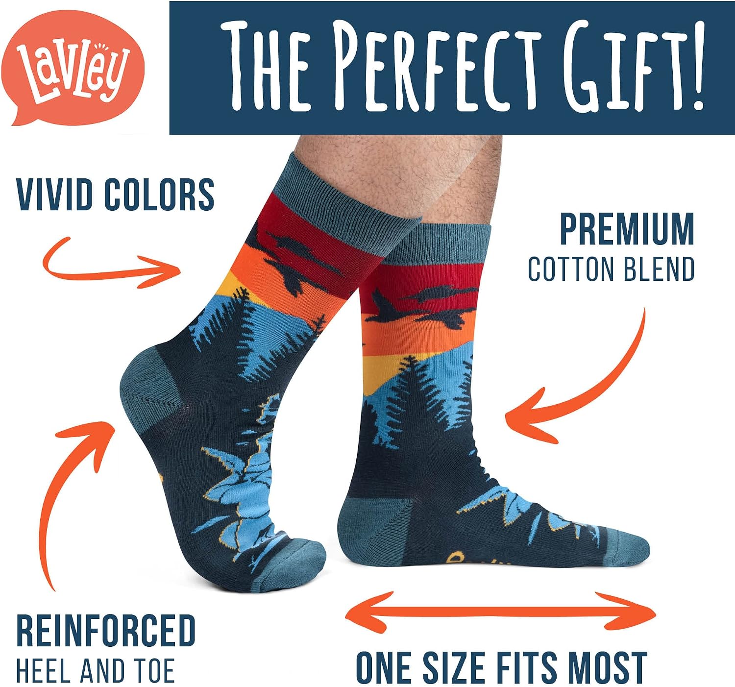 Lavley Fishing & Hunting Socks Funny Gift for Outdoor Hunters & Fishermen | Premium Cotton Blend, Super Soft, Durable, Gift for Outdoor Hunters, Funny Fishing & Hunting Socks