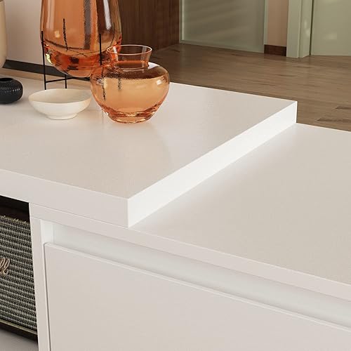 Miniatura 6 de ECACAD Soporte de TV de longitud ajustable para televisores de hasta 70 pulgadas, moderno centro de entretenimiento multimedia con 3 cajones y