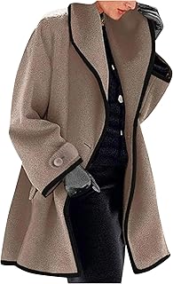 Mujeres Abrigo De Invierno Con Capucha De Lana Mezcla Suelta Botón De Gran Tamaño De Mediados De La Chaqueta