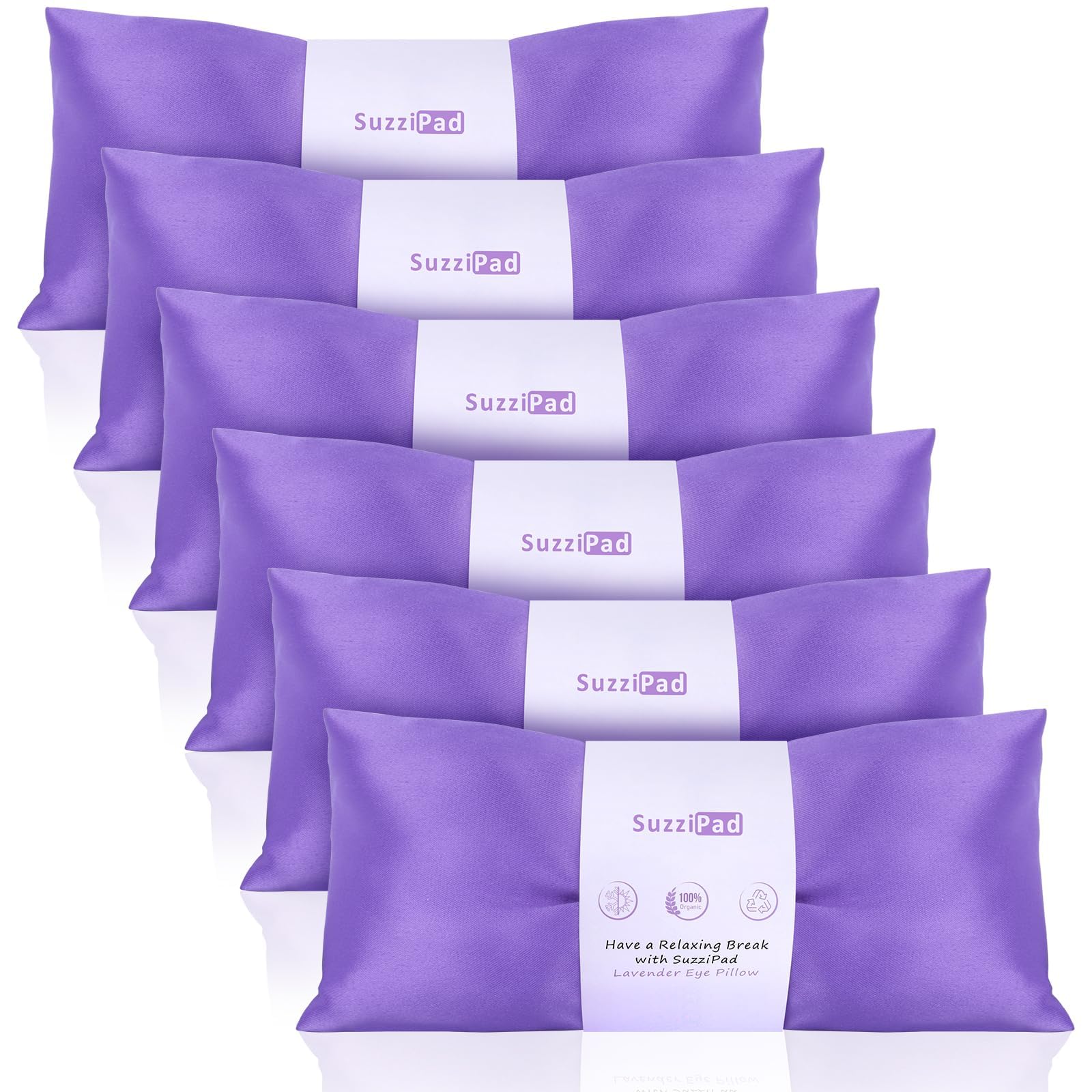 SuzziPad Lavender Eye Pillows for Relaxation with Aromatherapy, Weighted Mask for Sleeping, Hot & Cold Therapy Compress for Dry Eyes, Yoga Meditation