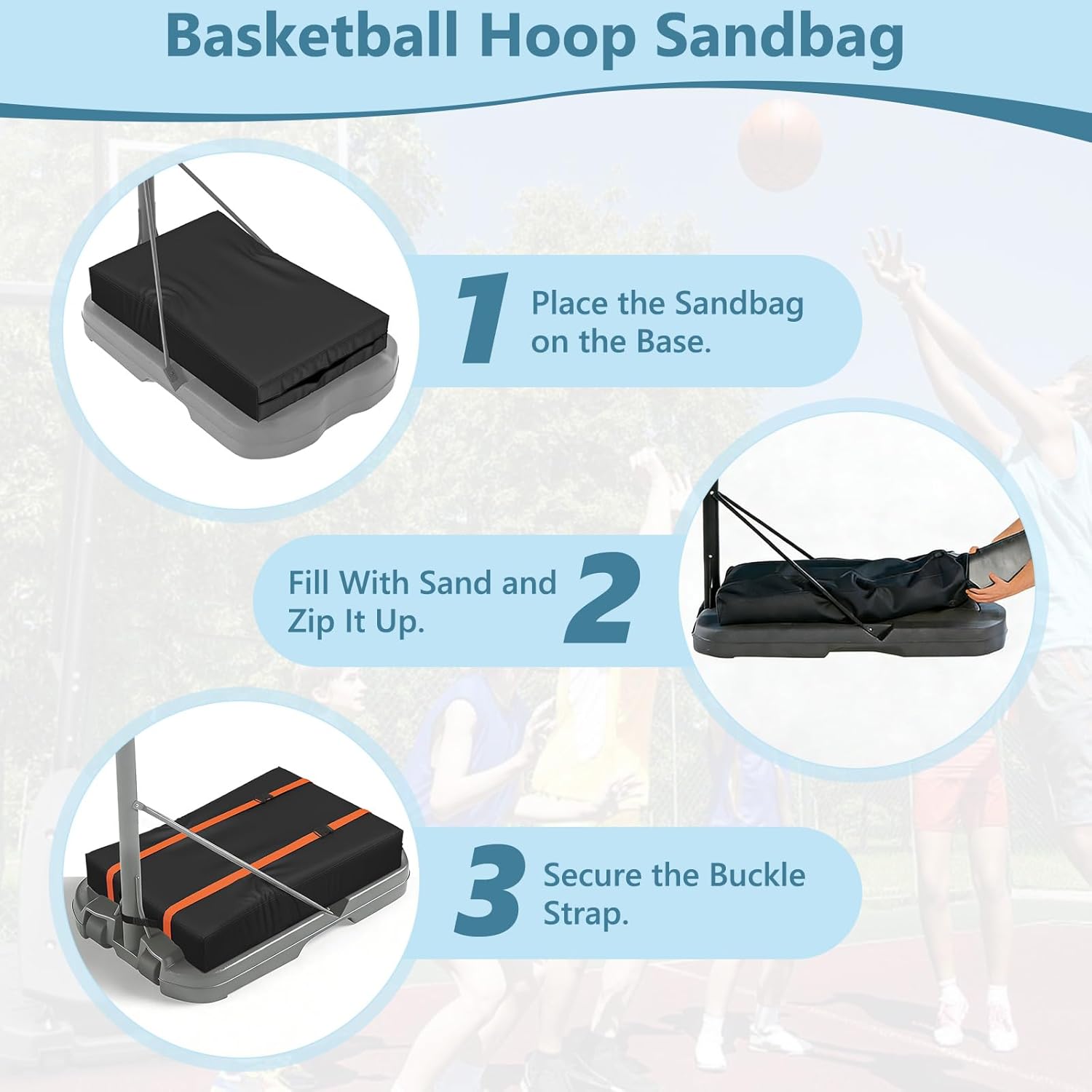 Basketball Hoop Sandbag,Heavy Duty Weighted Bottom Anchor for Basketball Hoops,Waterproof Dustproof Oxford Fabric Sand Bag,35.4" L×23.6" W×5.1" H,Only Bag