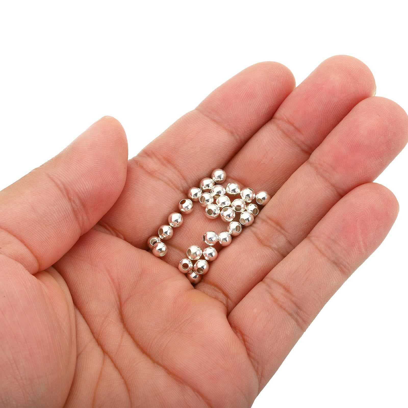 PATIKIL 4mm Silver Filled Spacer Beads for Jewelry Making 100 Pack Metal Round Beads Brass Beads for Bracelets Earring Necklace DIY Craft - Image 4
