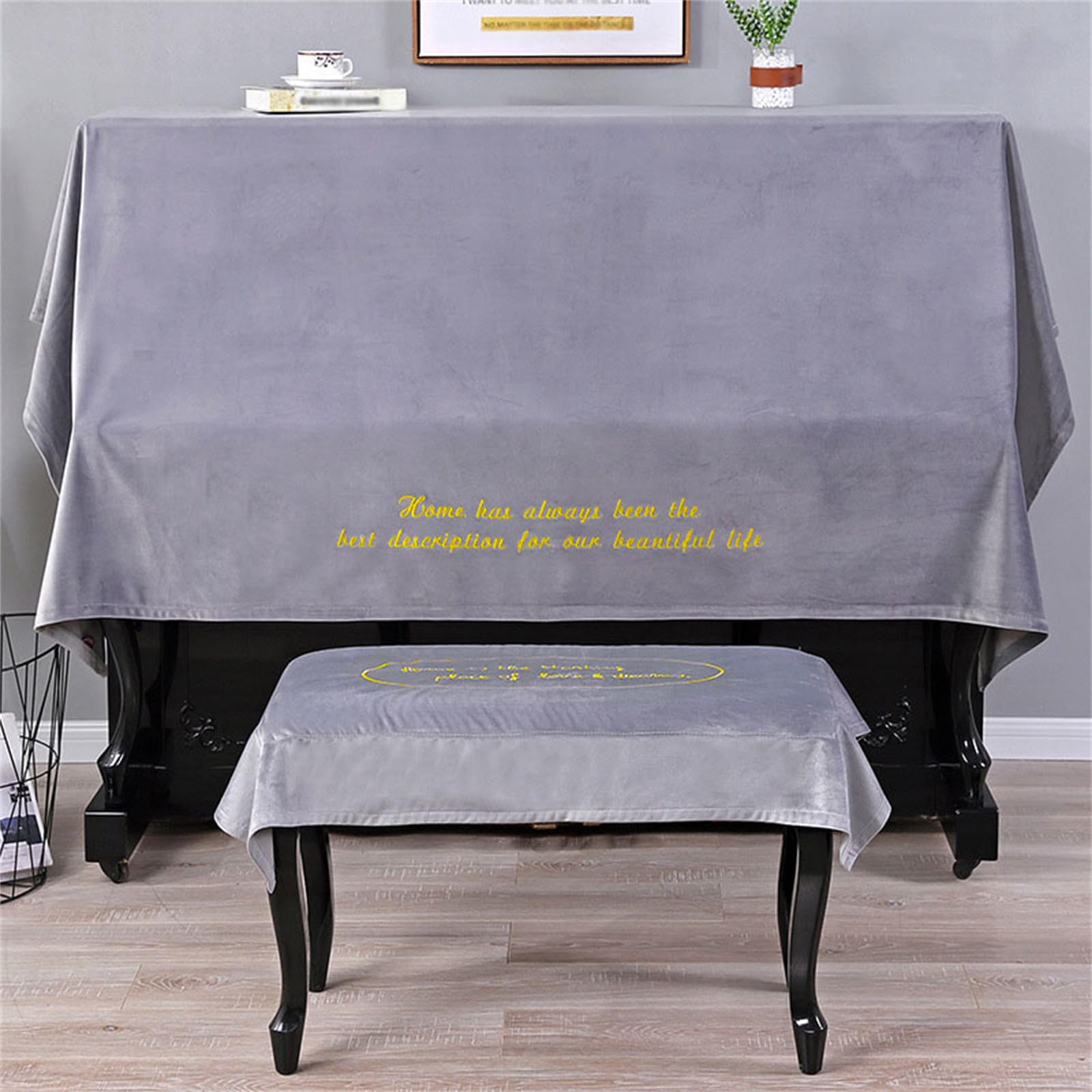 Copertura Antipolvere in Velluto per Mezzo Pianoforte con coprisgabello, Copertura Protettiva Universale Antipolvere per Pianoforte Verticale, Copertura Decorativa Antipolvere per Mezzo Pian