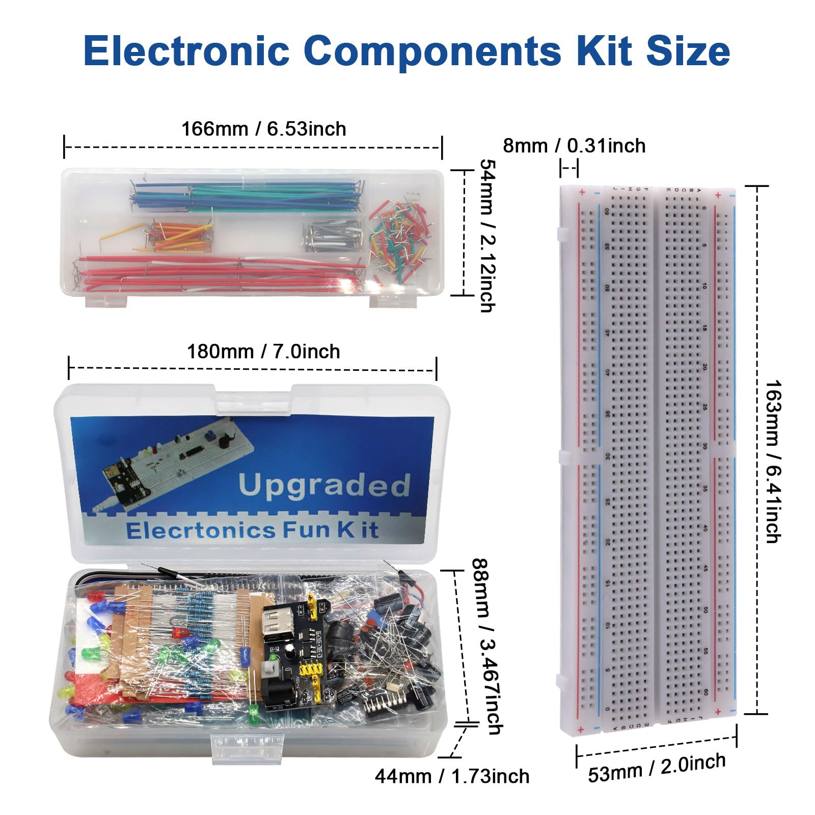 Starter kit per Componenti Elettronici con 830 fori Breadboard Transistor Resistenza Condensatori Cicalino LED Cavo Resistore LED Diversi Componenti Compatibile con Arduino con Raspberry Pi