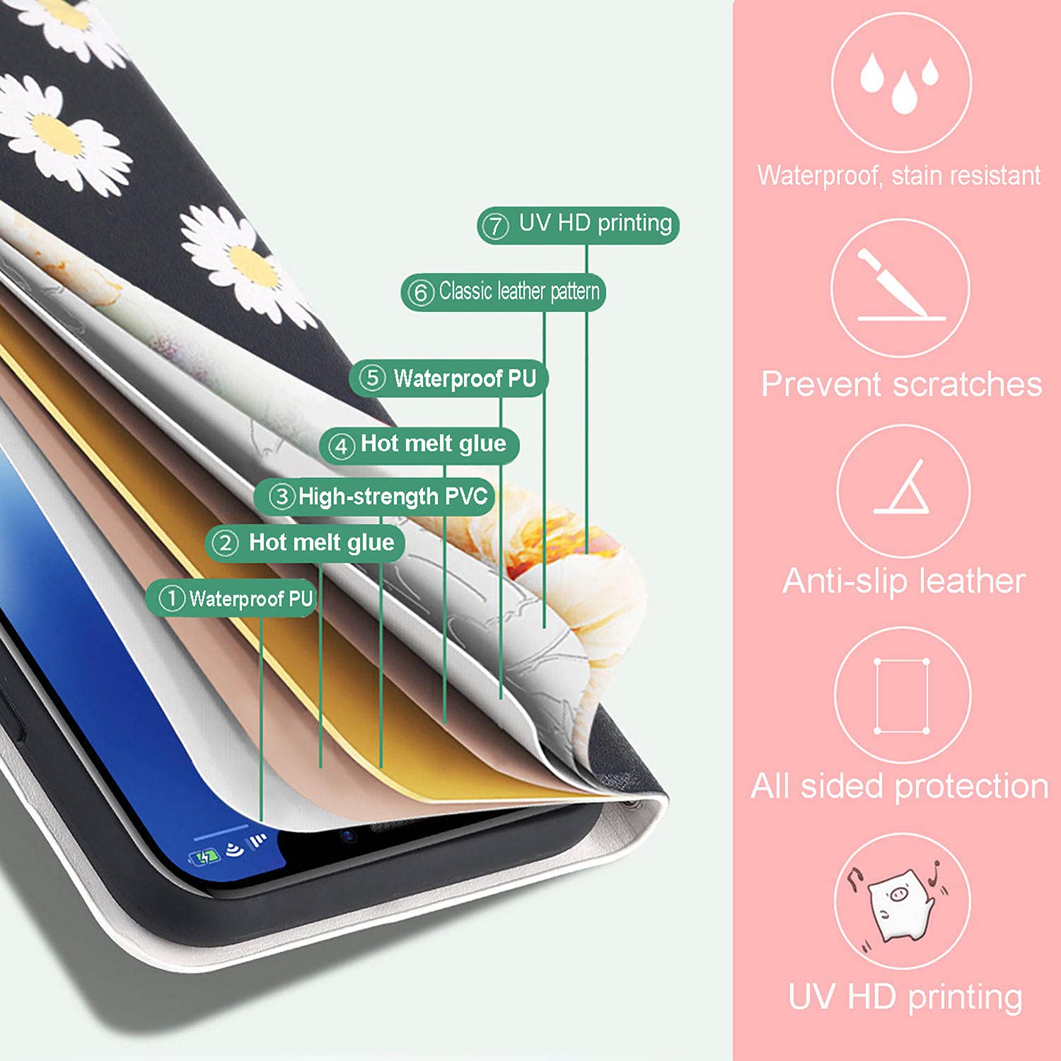 Xkladz Custodia per iPhone 15 Disegni Colorato otivo Supporto Cover in
