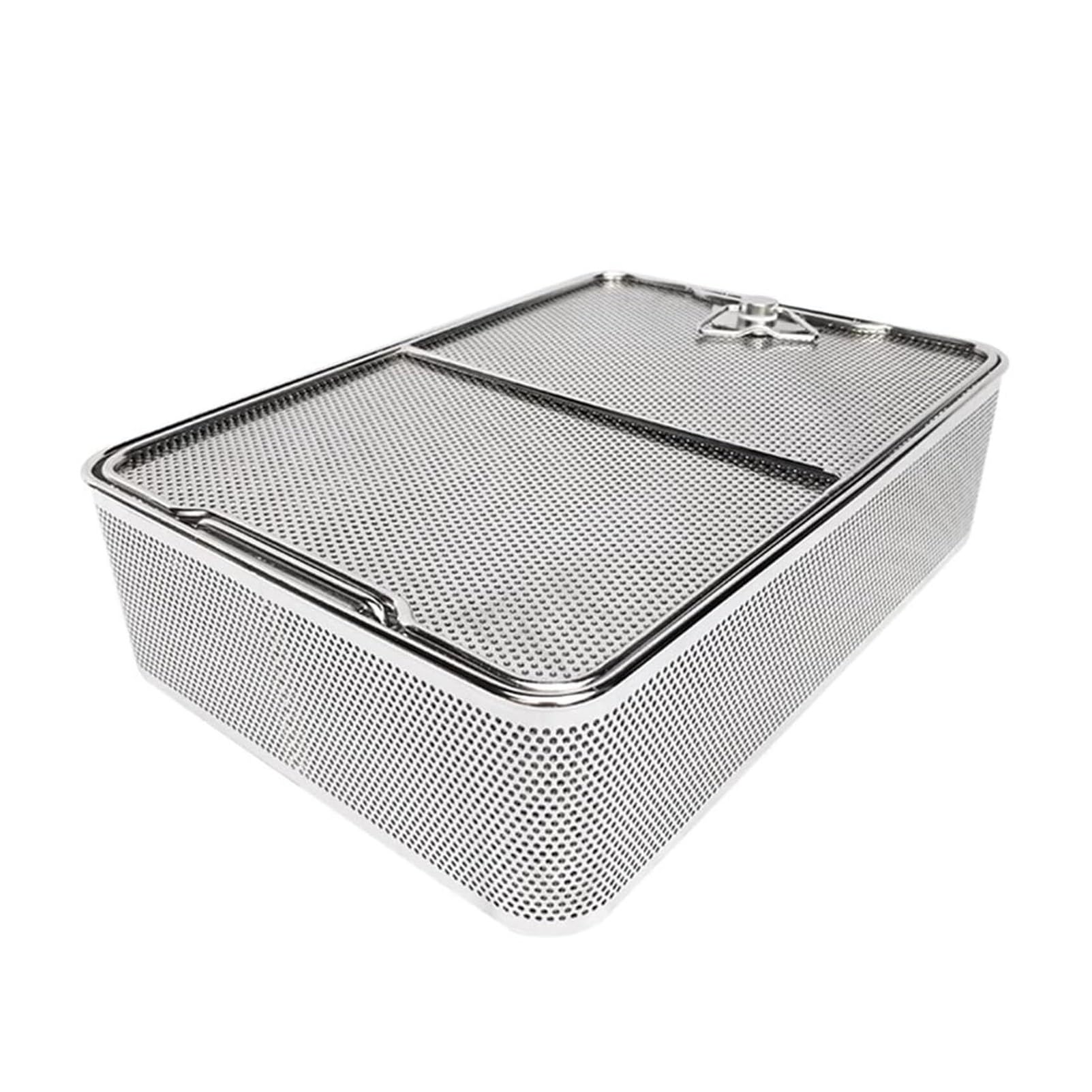Vassoio per Sterilizzazione in Acciaio Inox 304，Cassetta Igienica per Strumenti Odontoiatrici e Ospedalieri, Design Modulare per Autoclave(25 * 17 * 7cm)