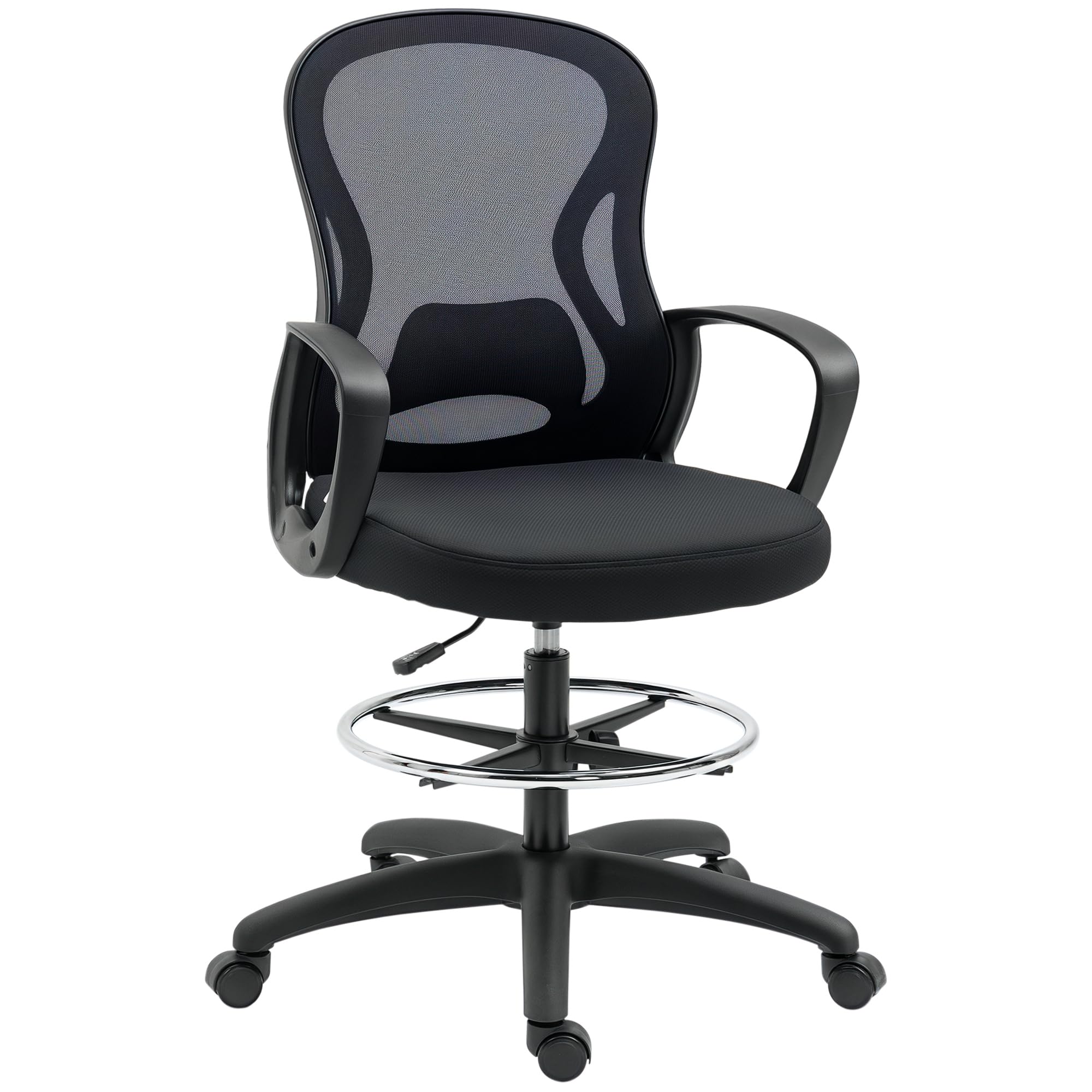 Vinsetto Chaise Bureau Ergonomique Fauteuil de Bureau, Repose-Pieds, Noir