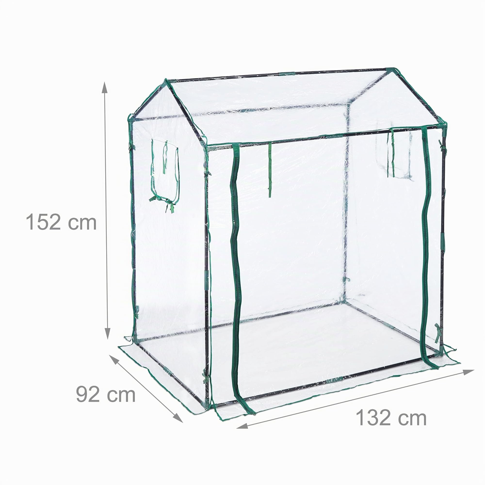 Relaxdays Serra per Orto, Telo in PVC, Porta e Finestre Avvolgibili, HxLxP: 152x132x92 cm, Giardinaggio, Trasparente