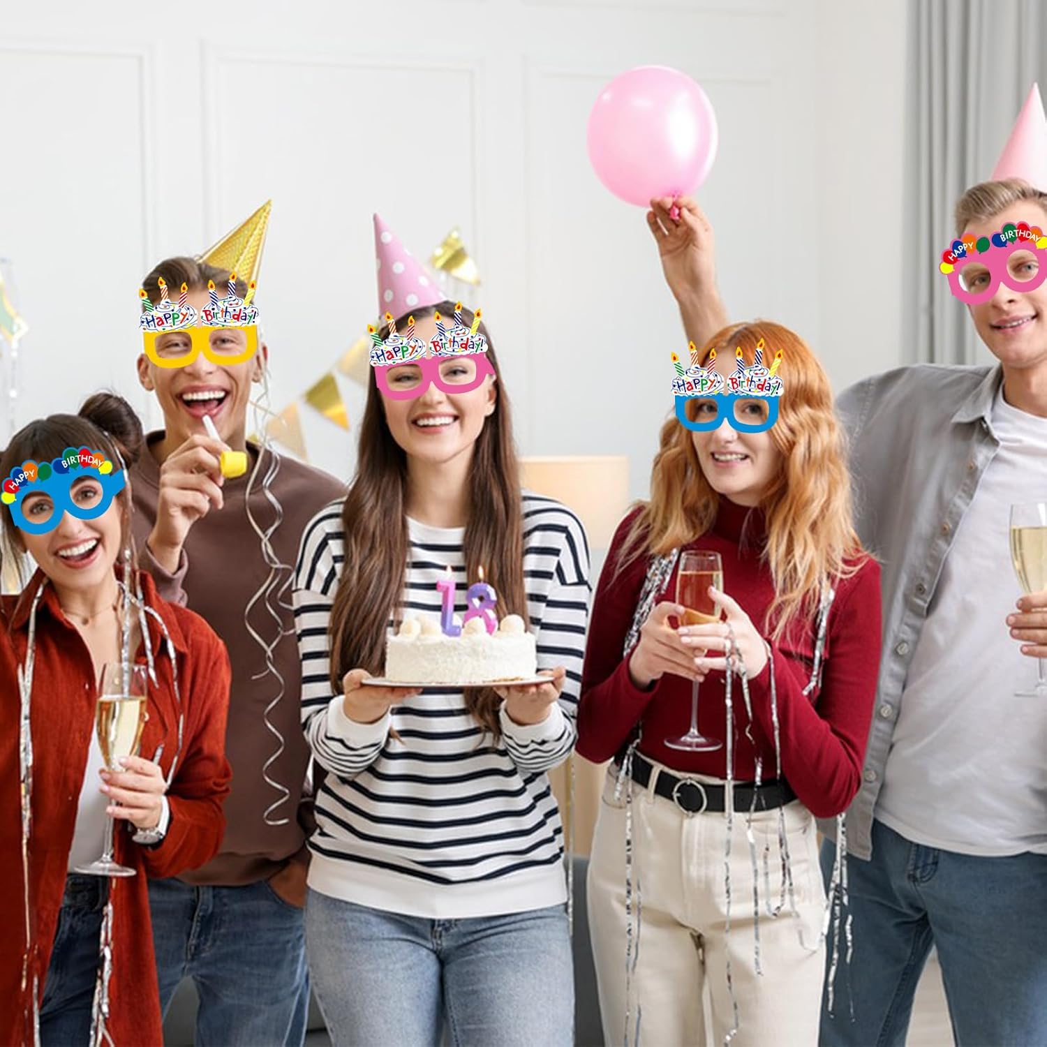 12PCS Happy Birthday Glasses, Birthday Party Paper Eyeglasses Photo Booth Props for Birthdays Party Supplies Decorations - Image 4