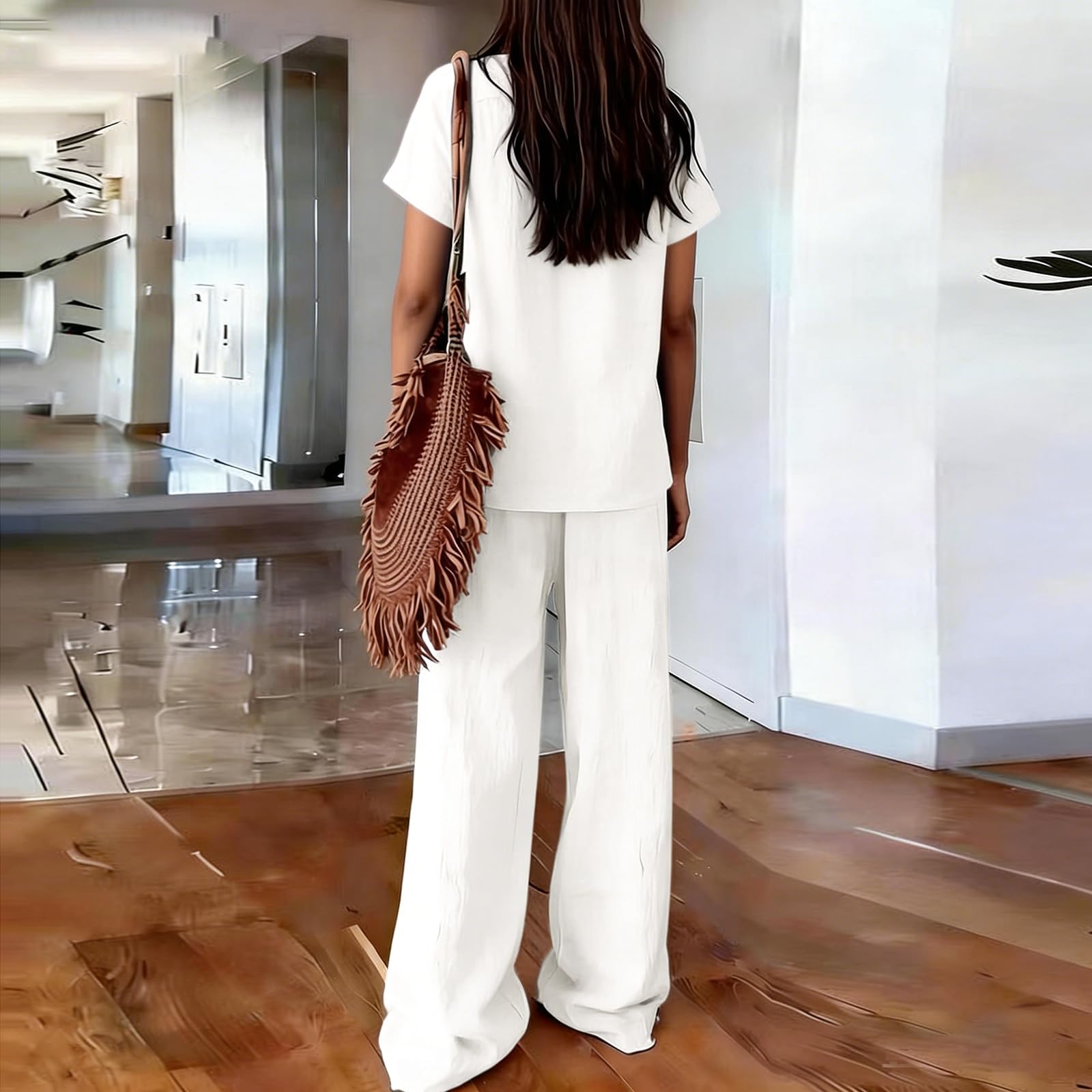 Ensemble Femme Chic Été 2 Pièces Blouse Fluide Et Pantalon Large Tenue Élégante Style Chinois Décontractée Raffinée Large Tenue Décontractée Chic Style Bohème Vacances Quotidien Fluide Moderne