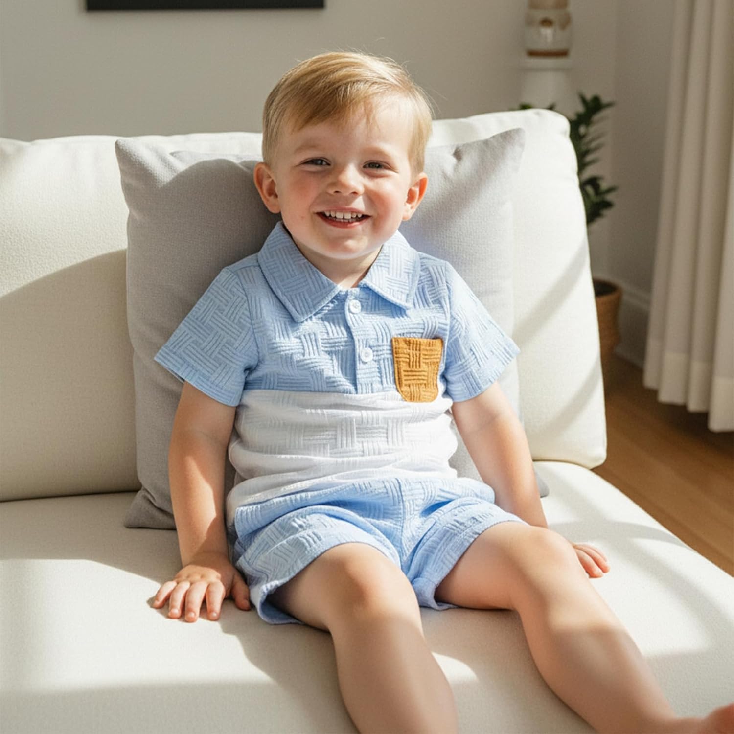 Amiblvowa 6 12 18 Months 2T 3T 4T Toddler Baby Boy Summer Clothes Collard Short Sleeve Shirt Short Sets Kids 2Pcs Outfits - Image 2