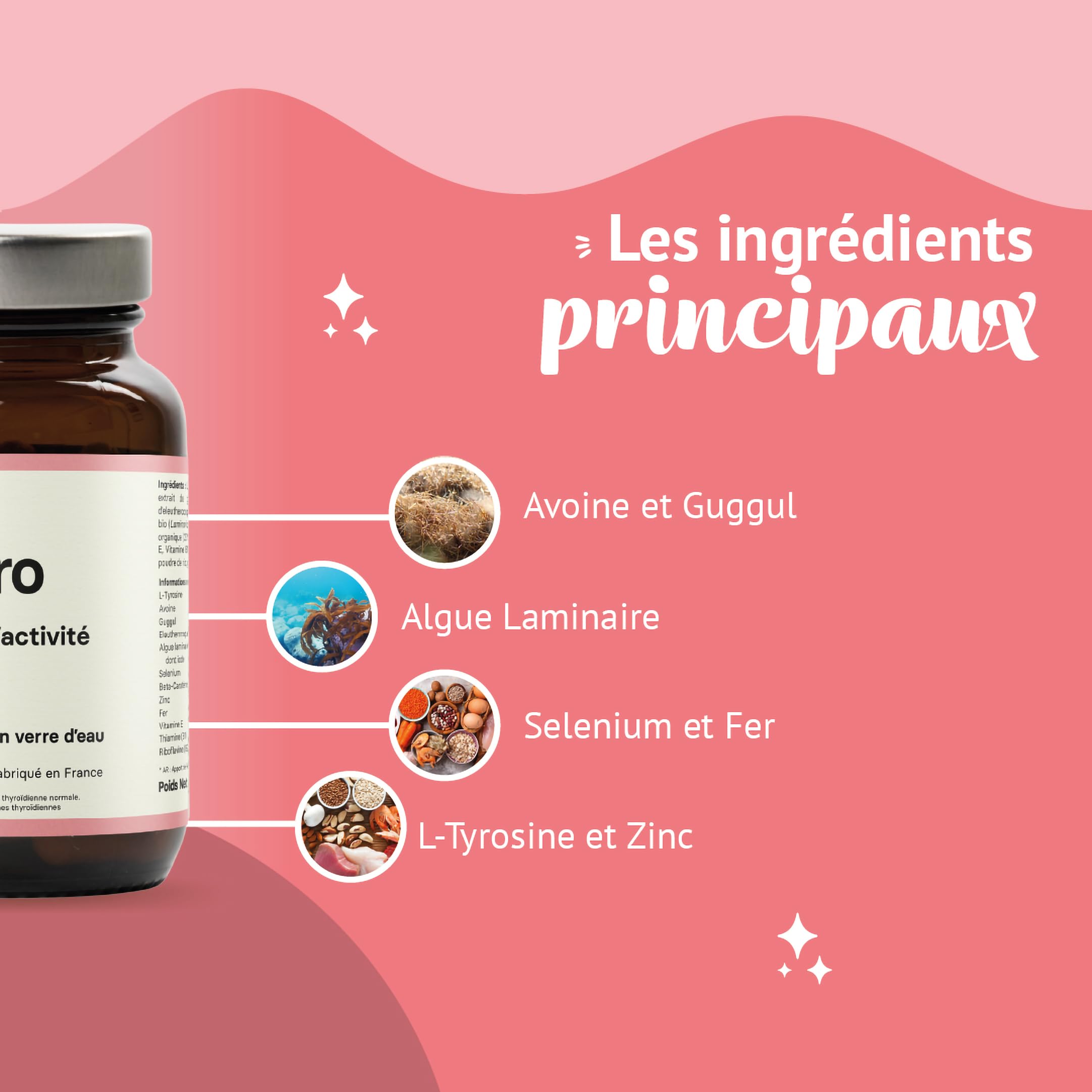 Complément Alimentaire, Régulation Optimale de la Thyroïde | Iode, Selenium, Zinc, Fer, Vitamines B1, B2 | L-Tyrosine, Avoine | Vegan, Extraits Végétaux BIO | Complement Fabriqué en France