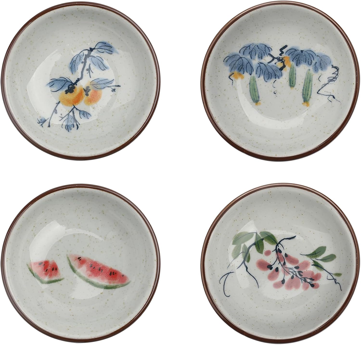 3.8 Inch Ceramic Sauce Dish Hand Painted Soy Sauce Dipping Bowls Appetizer Plates Side Dishes Snack Dessert Ketchup Seasoning Dishes
