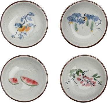 3.8 Inch Ceramic Sauce Dish Hand Painted Soy Sauce Dipping Bowls Appetizer Plates Side Dishes Snack Dessert Ketchup Seasoning Dishes
