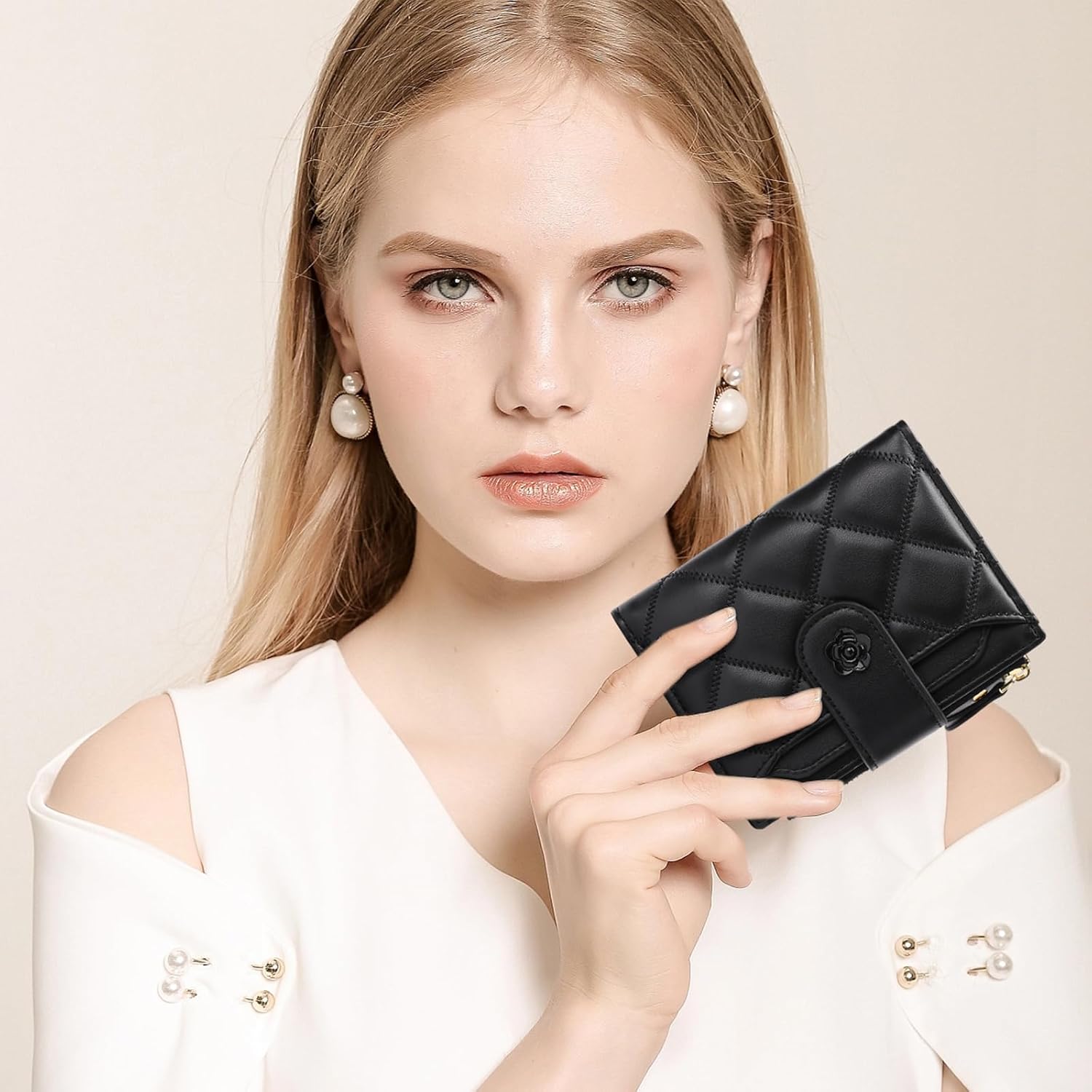 Small Wallets for Women Leather Bifold Wallet Women RFID Blocking Purse Credit Card Holder with 15 Card Slots and ID Window Coin Pocket - Image 7