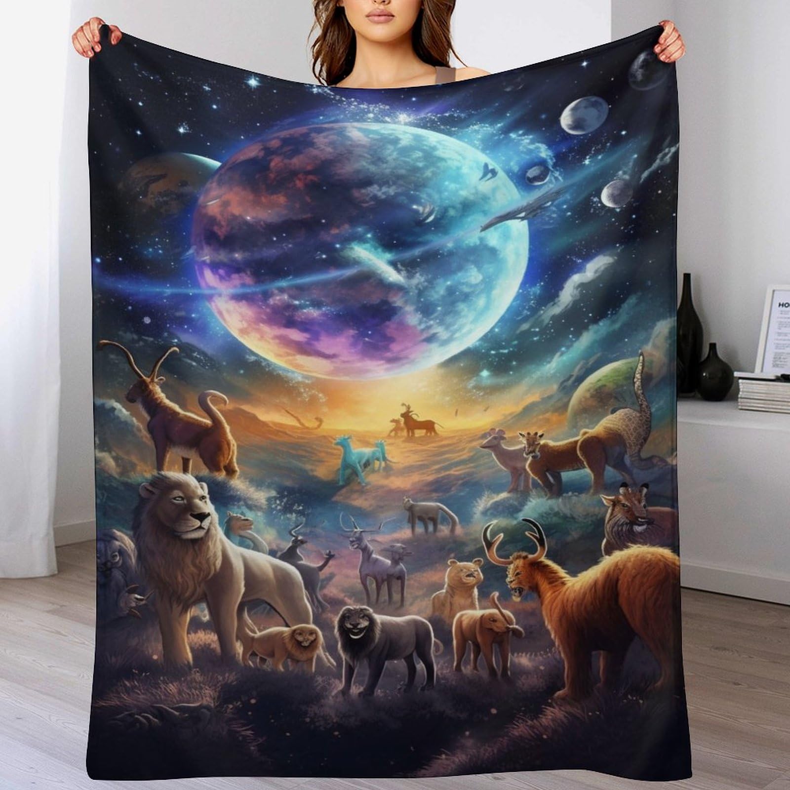 Couverture polaire douce flanelle légère plaid imprimé animal 150x200cm