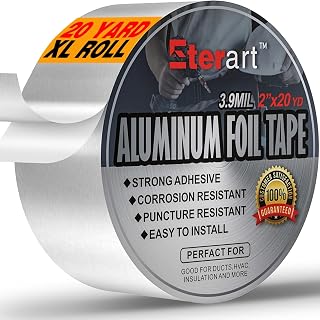 Eterart Heavy Duty Aluminum Foil Duct Tape - High Temp HVAC Sealing, Air Ducts, Metal Repair, Insulation - 2in x 20yds Silver