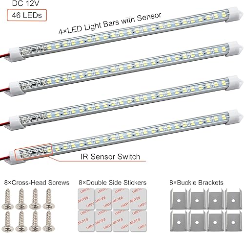 Miniatura 4 de Barra de luz LED interior de 12 V con sensor sin contacto, tira de luz LED de 12 V activada por ondas manuales para automóvil, tira de luz LED