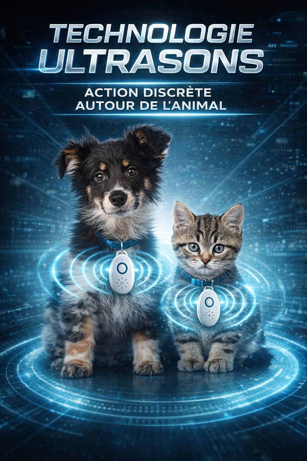 Répulsif Anti-nuisible Ultrasons Portable, Rechargeable USB, portée 3 m, sans Produits Chimiques, Protection Puces Tiques Moustiques, Animaux domestiques Chiens Chats, Anti-Moustique - 1 unité