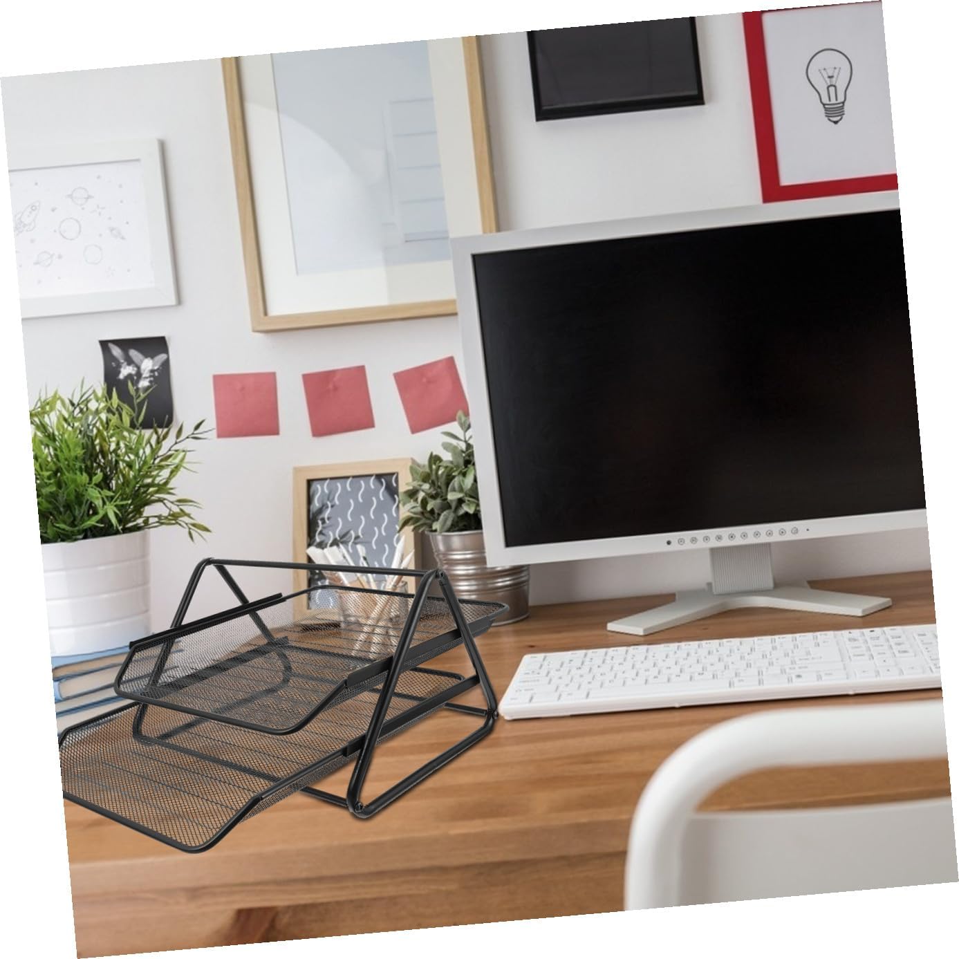 VILLCASE File Rack Desk Shelves File Storage Rack Office Holder Mesh Layer for Documents Easy to Move