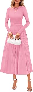 PRETTYGARDEN Women's Long Sleeve Knit Midi Sweater Dress A-Line Flowy Fall Winter Wedding Guest Cocktail 2026
