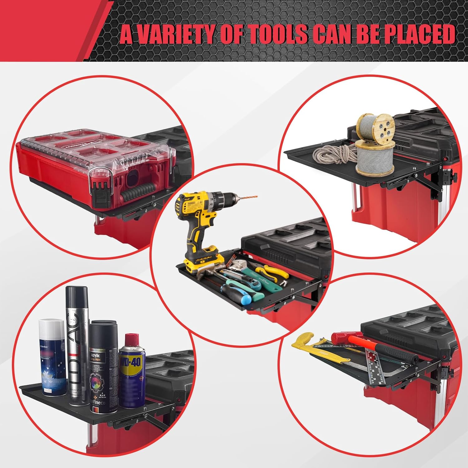 Folding Magnetic Table Compatible with Milwaukee Packout Toolbox,Powerful Magnetic Tool Tray Side on Your PACKOUT System