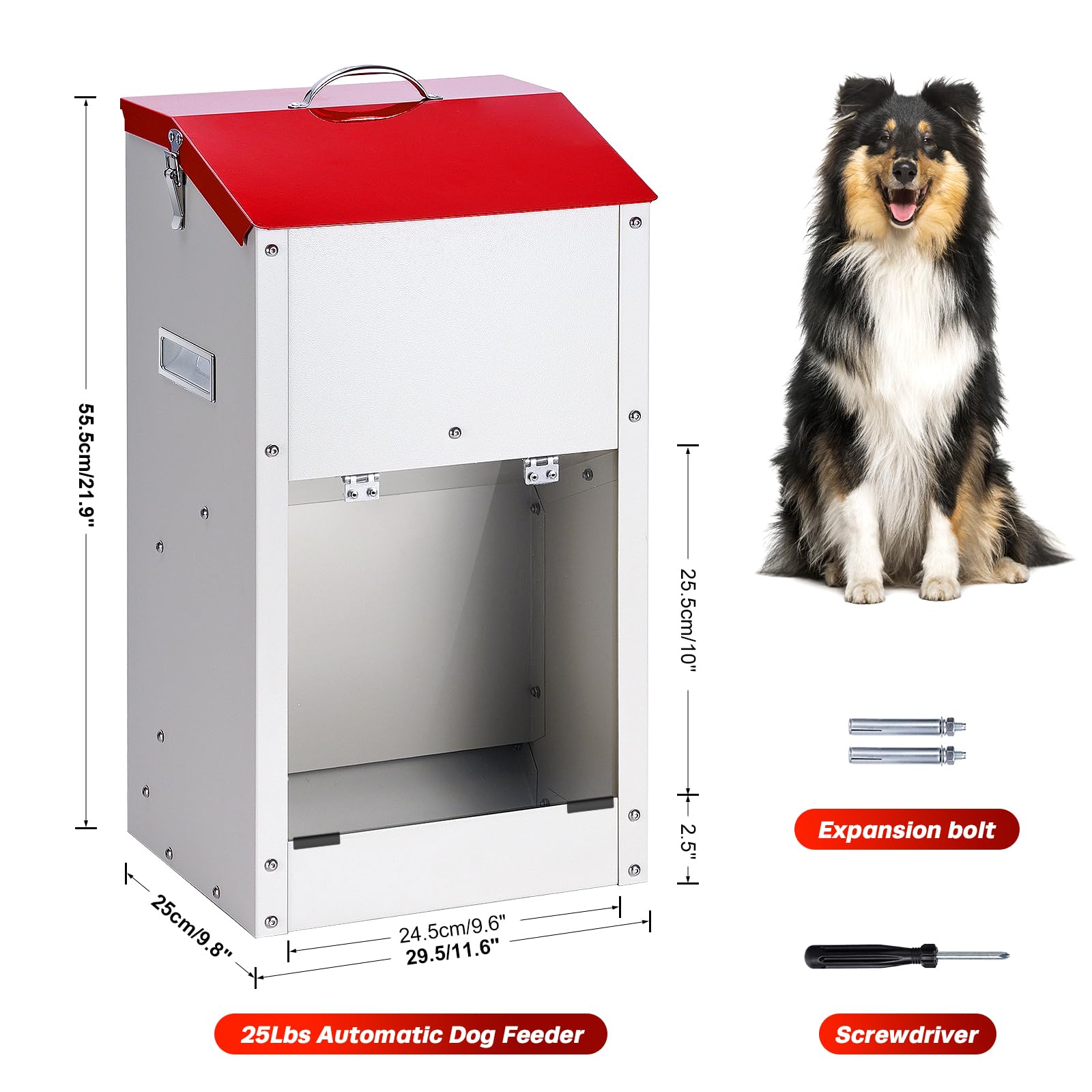 Automatyczna karma dla dużych ras psów - grawitacyjna karma dla psów z metalu o pojemności 11 kg
