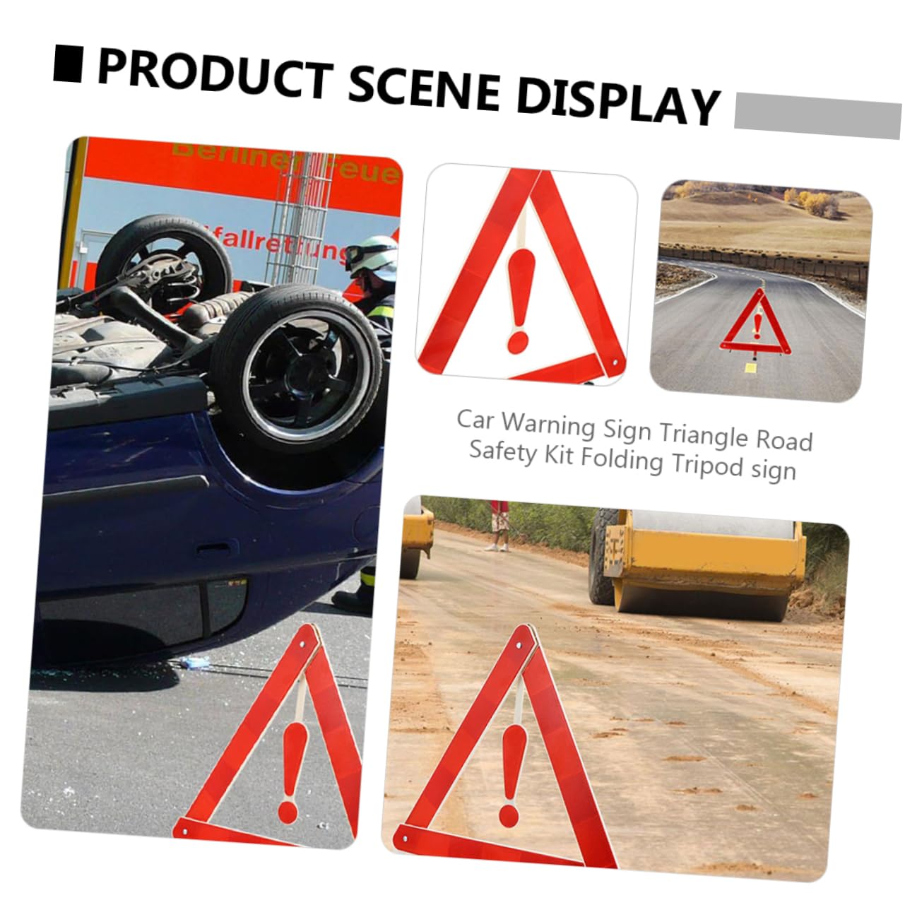 FUNOMOCYA Roadside Safety Kit 4pcs Warning Triangle Signs Car Safety Warning Strong Wind Resistance