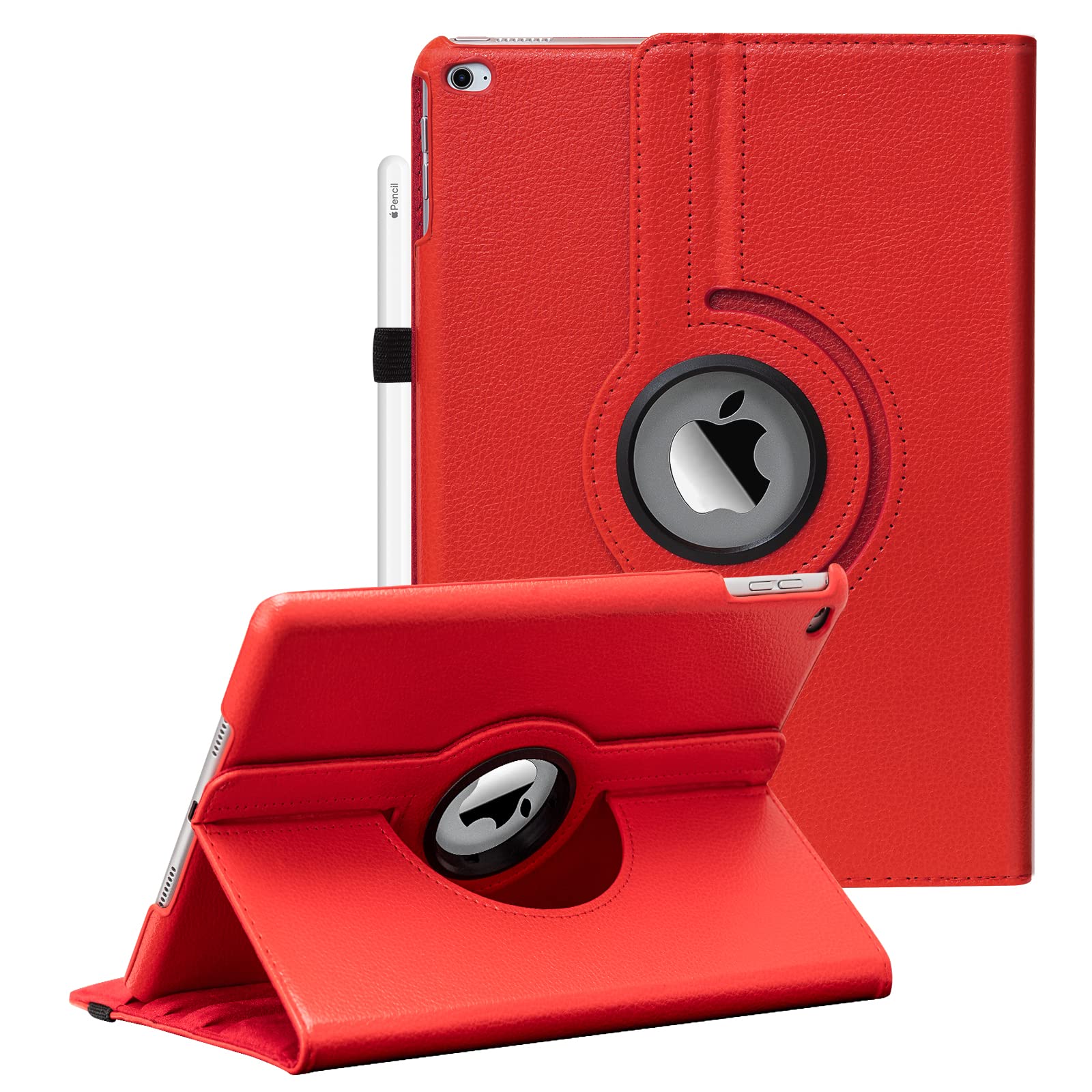 9.7 inch ipad Case Fit iPad 9.7 2018 2017 / iPad Air 2 / iPad Air - 360 Degree Rotating Case Cover for iPad 9.7'' (5th Generation, 6th Gen) / iPad Air 2 / iPad Air with Auto Sleep Wake (Red)