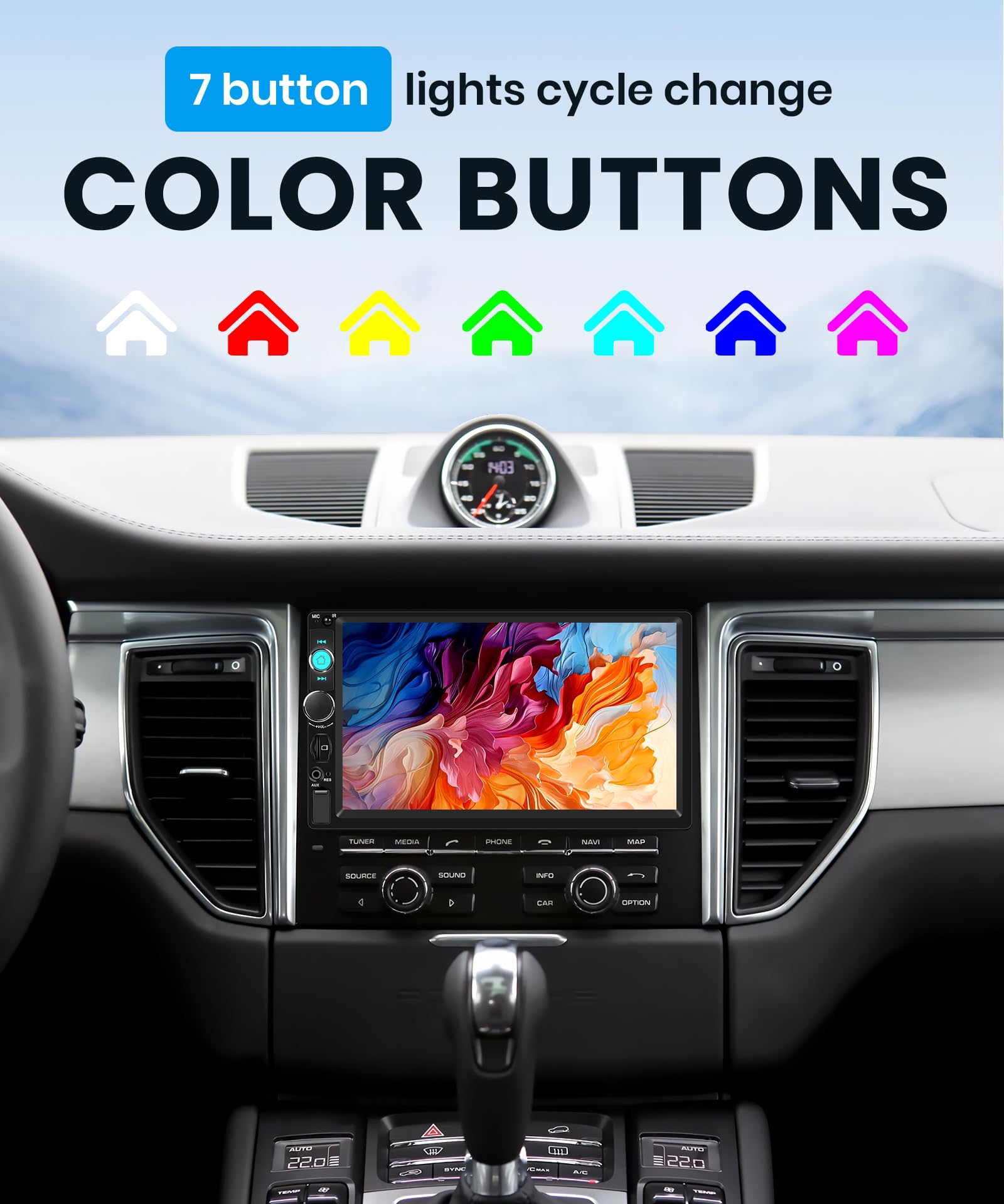 sans Fil Carplay Autoradio 1 Din avec You-Tube sans Fil Android Auto iOS/Android Mirror Link 7 Pouces Écran Tactile Autoradio avec Bluetooth FM Radio USB/AUX/EQ Commande au Volant Caméra de Recul