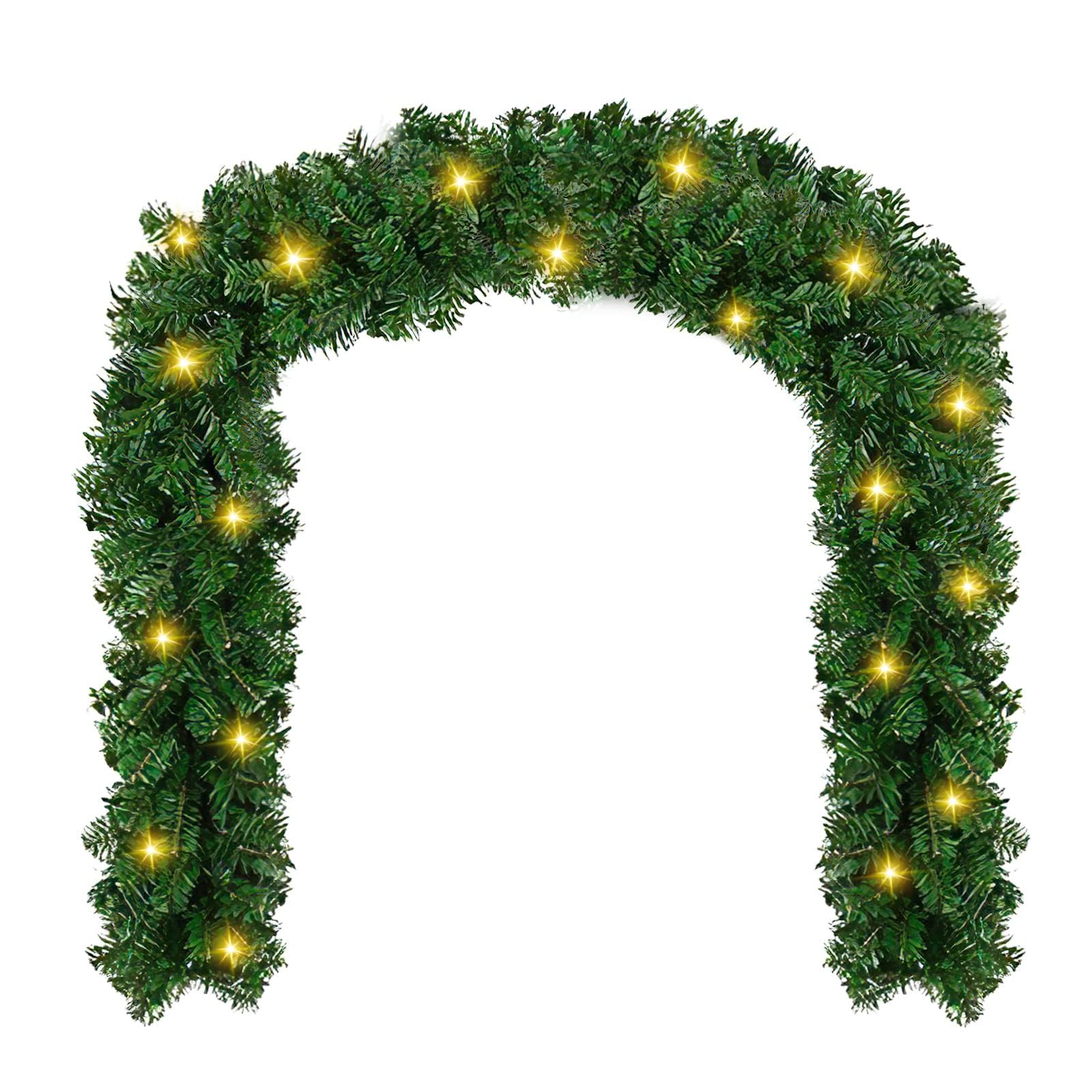 KOMFOTTEU Ghirlanda Di Natale Con 50 Luci LED, Abete Artificiale Verde E Oro, Timer 6/18h, Decorazione Per Camino E Scala - 2