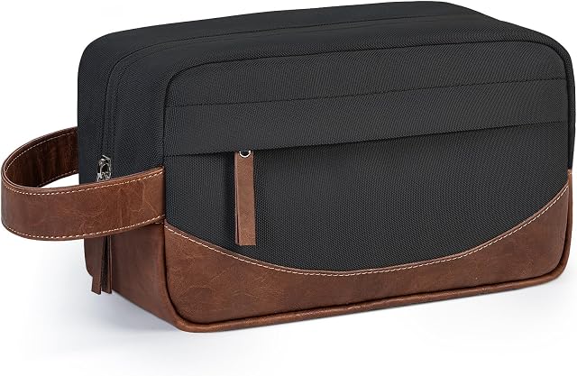 Travel Toiletry Bag for Men, Hanging Toiletry Organizer, Water Resistant Shaving Kit with Large Capacity for Travel Accessories, Black, Medium, Black